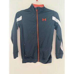 Under‎ Armour Youth Medium Gray Full Zip Athletic Jacket With Orange Zipper/Logo